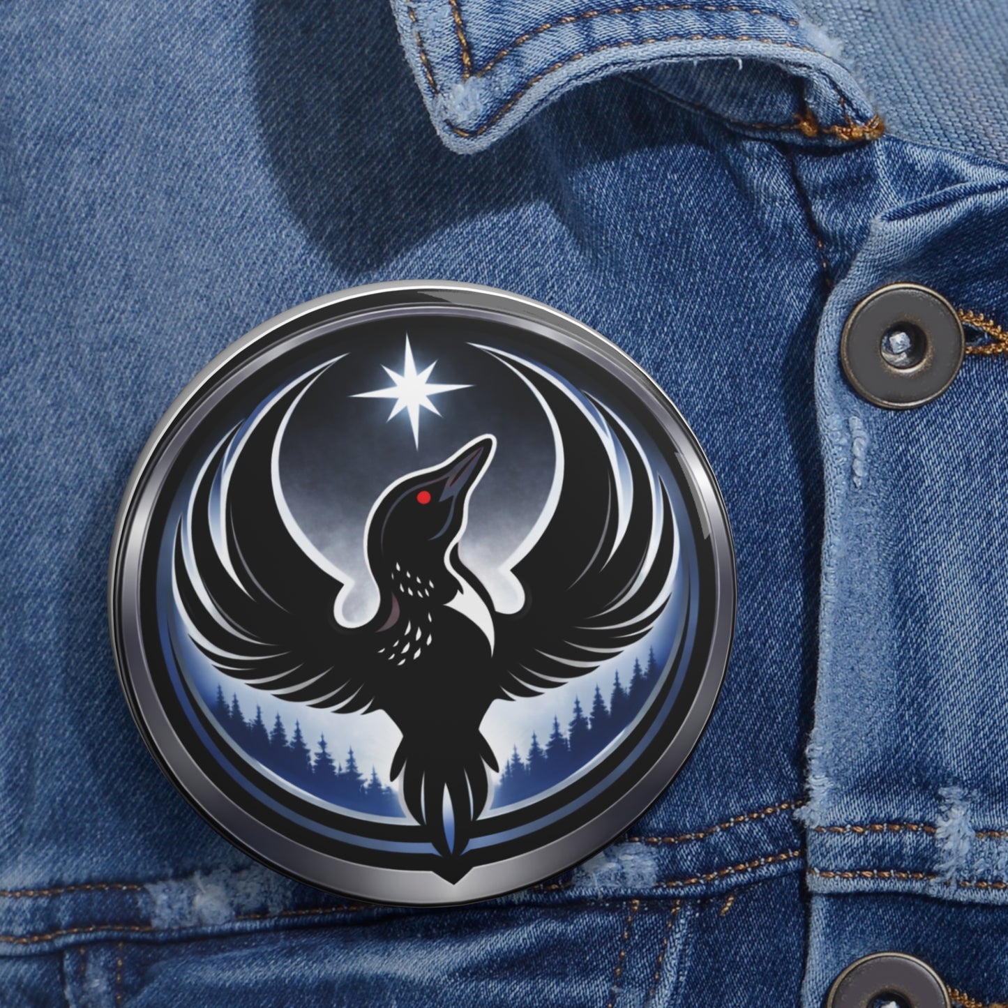 3 Sizes MN Loon Rebel Pin Button — Bird Silhouette Enamel-Style Lapel Pin (1.25", 2.25", 3")