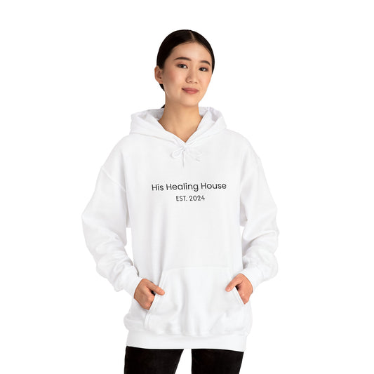 Hoodie – "His Healing House" Est. 2024 Minimal Faith Pullover