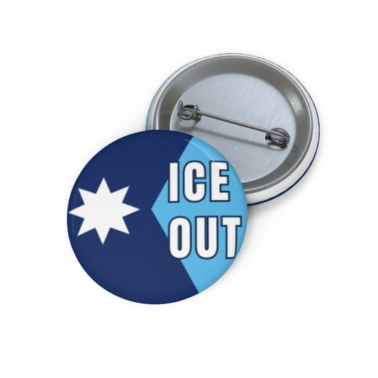 Ice Out Pin Button — Blue Retro Badge Button