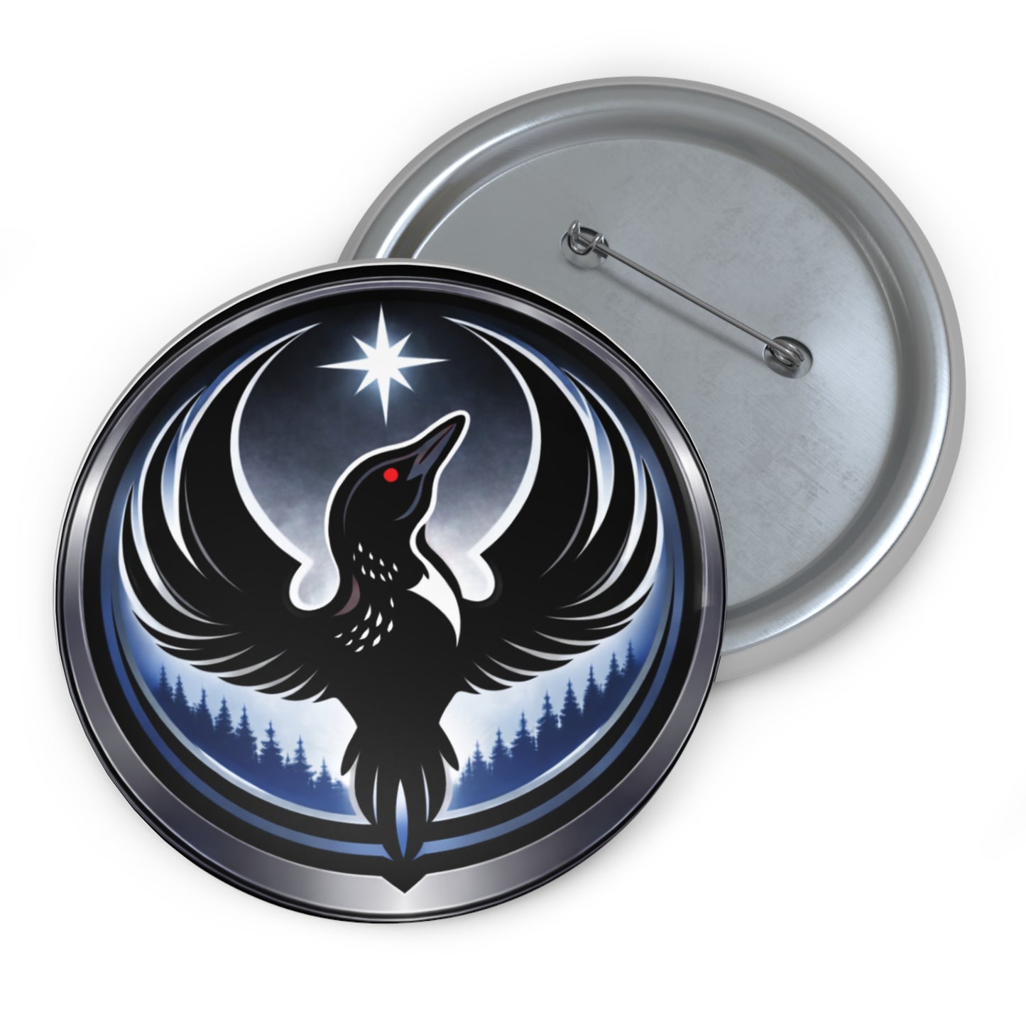 3 Sizes MN Loon Rebel Pin Button — Bird Silhouette Enamel-Style Lapel Pin (1.25", 2.25", 3")