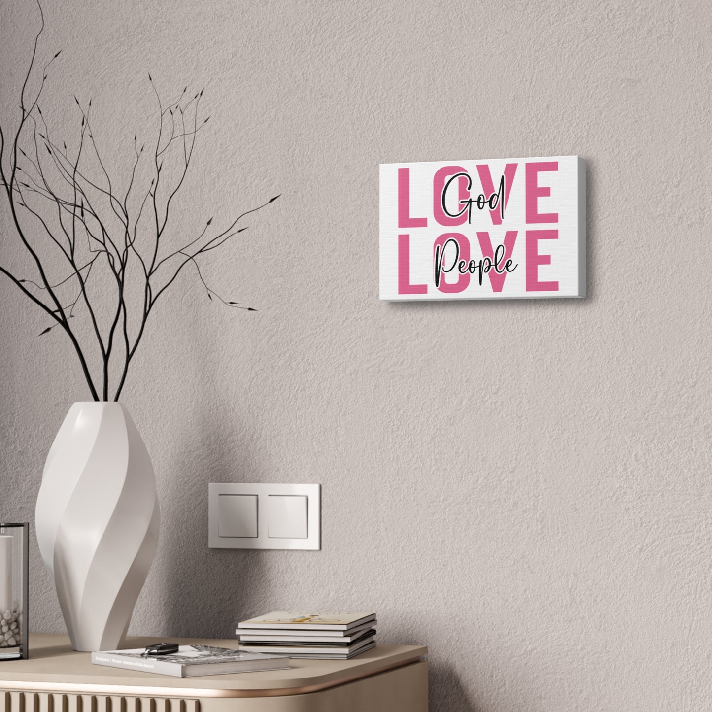 12x8" Inspirational Wall Art Canvas, Love God People Decor, Home Sweet Home, Faith-Based Gift, Uplifting Living Room Artwork